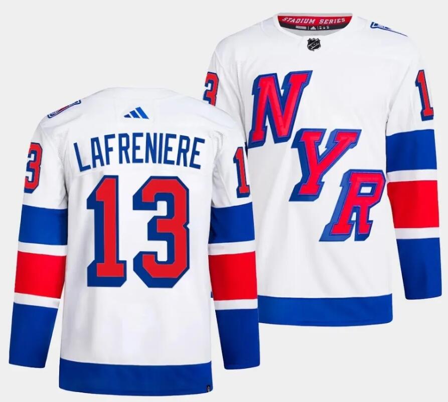 Men New York Rangers #13 Lafreniere white 2024 Hockey Stadium Series White Jersey->new york rangers->NHL Jersey